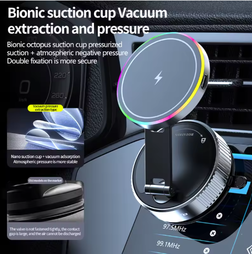🧲 360° Magnetic Phone Mount | MagSafe Compatible Suction Cup Car & Desk Holder with Telescopic Arm ⚡🚗