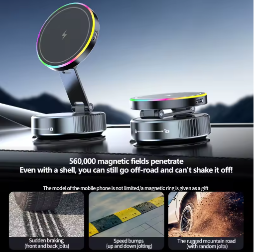 🧲 360° Magnetic Phone Mount | MagSafe Compatible Suction Cup Car & Desk Holder with Telescopic Arm ⚡🚗