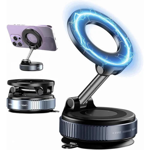 🧲 360° Magnetic Phone Mount | MagSafe Compatible Suction Cup Car & Desk Holder with Telescopic Arm ⚡🚗