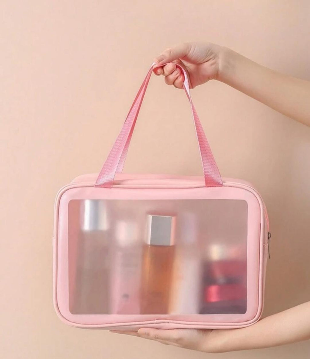 Premium PVC Waterproof Washbag – Portable Clear Toiletry & Makeup Organizer Bag with Top Handle