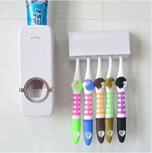 🪥 Automatic Toothpaste Dispenser & Toothbrush Holder – Wall Mounted Bathroom Organizer