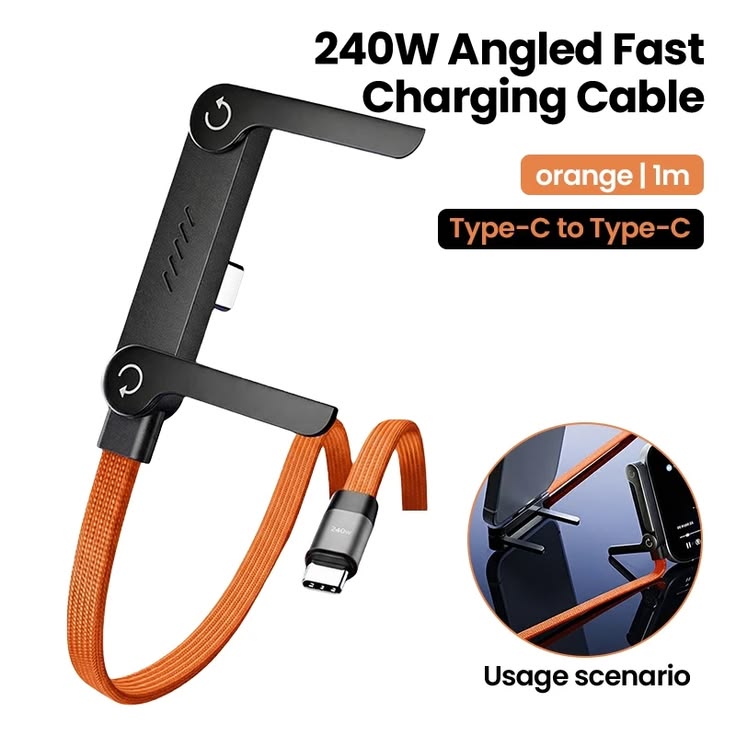 240W Fast Charging Cable with Foldable Phone Stand – Charge & Watch Hands-Free ⚡📱