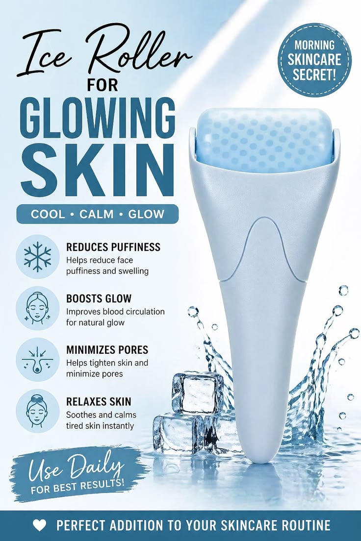 ❄️ Ice Roller for Face – Cooling Facial Massager for Refreshing & Glowing Skin