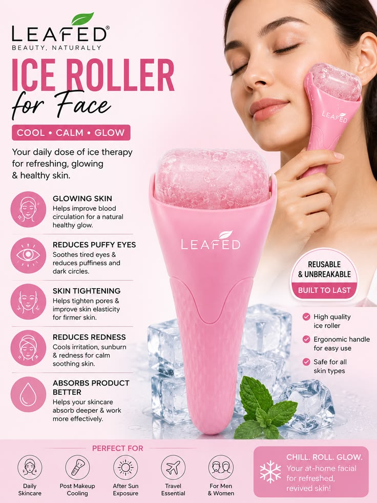 Ice Roller for Face – Cooling Facial Massager for Refreshing & Glowing Skin