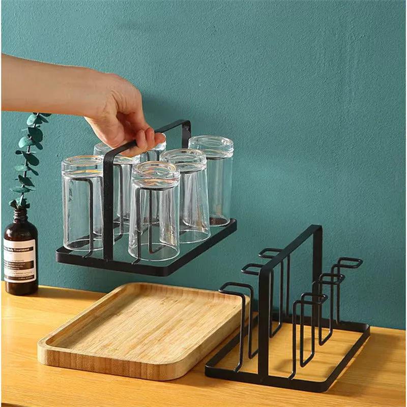 ☕ 6-Hook Metal Mug Holder – Space Saving Cup Organizer for Kitchen &amp; Office ✨