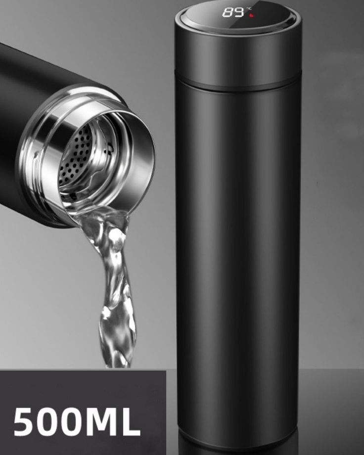 🌡️🖤 Smart Digital Temperature Water Bottle with Tea Filter – Premium Insulated Flask