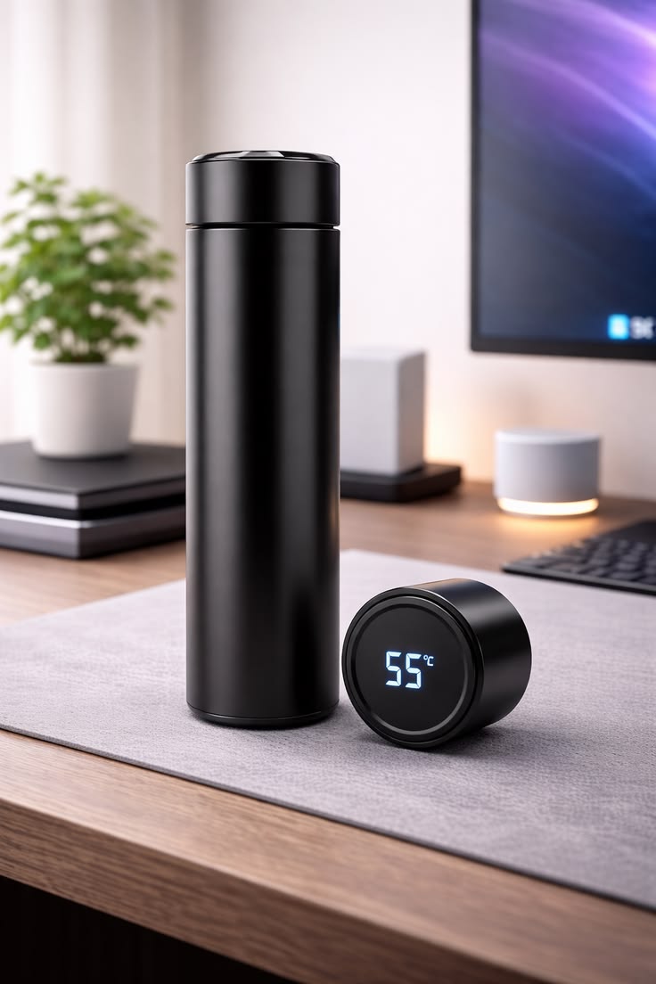 🌡️🖤 Smart Digital Temperature Water Bottle with Tea Filter – Premium Insulated Flask