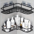 🖤 Stainless Steel Corner Bathroom Shelf – Space Saving Wall Mounted Storage Rack ✨