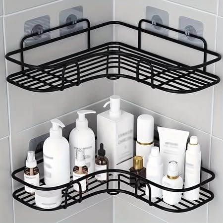 Stainless Steel Corner Bathroom Shelf – Space Saving Wall Mounted Storage Rack